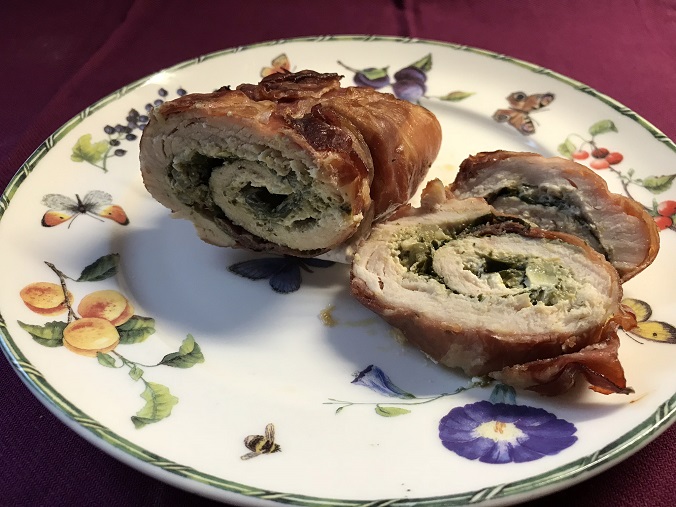 Kalkoenvinken met roomkaas, pesto en spinazie