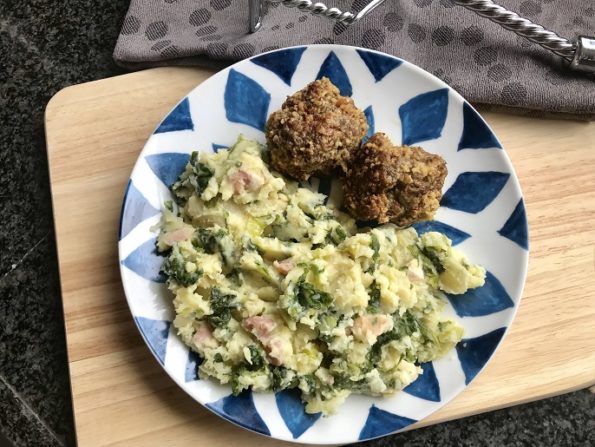 Andijvie stamppot met knolselderij en spekjes