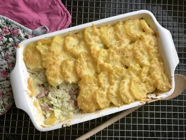 bloemkoolschotel met ham en kaas