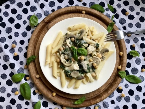 pasta met champignon-spinaziesaus