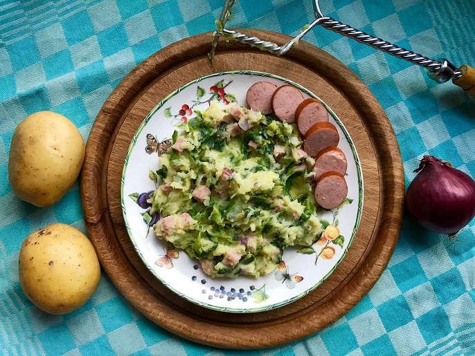 Andijvie-prei stamppot met ham