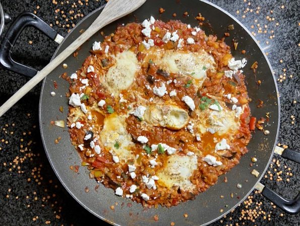 shakshuka met rode linzen