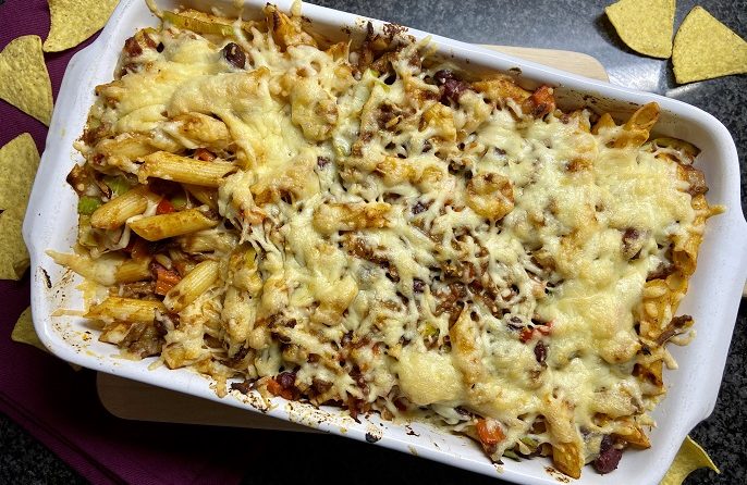 Chili con carne ovenschotel met pasta