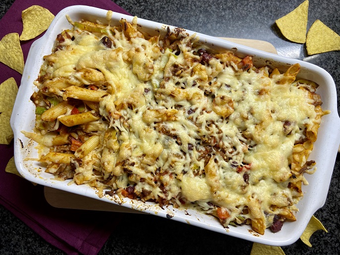 Chili con carne ovenschotel met pasta