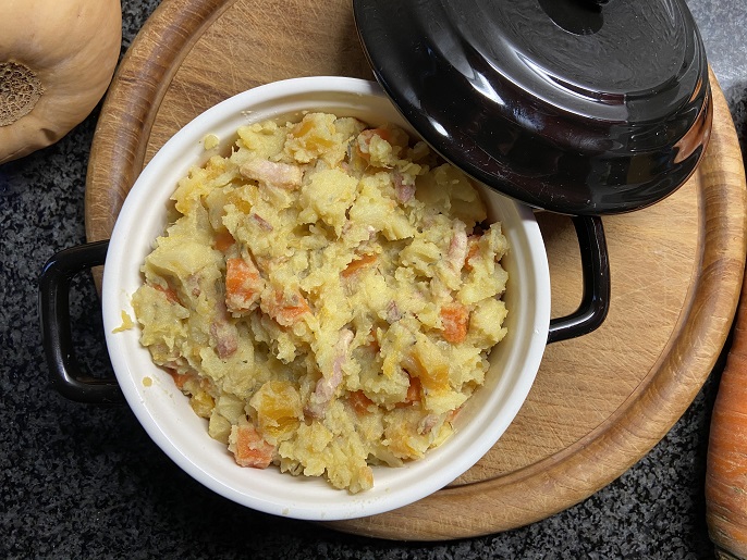 Herfststamppot met pompoen, pastinaak en winterpeen