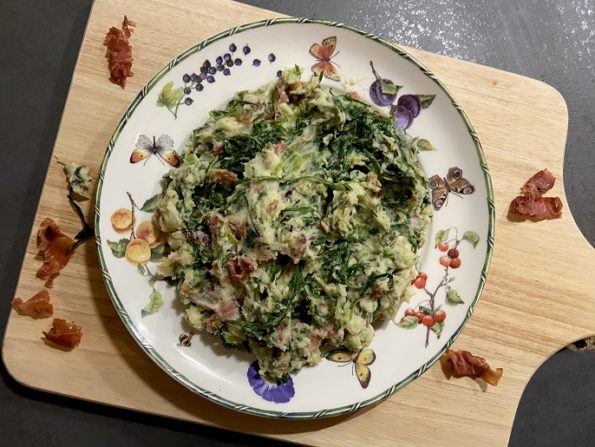 Andijvie rucola stamppot met serranoham