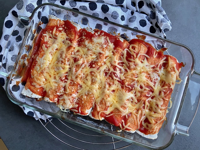 Enchiladas met paprika, kidneybonen en gehakt