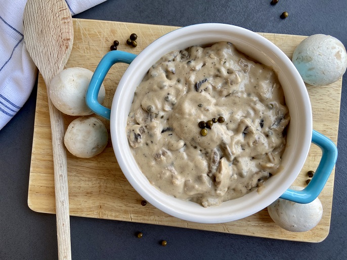 Champignonroomsaus met groene pepers