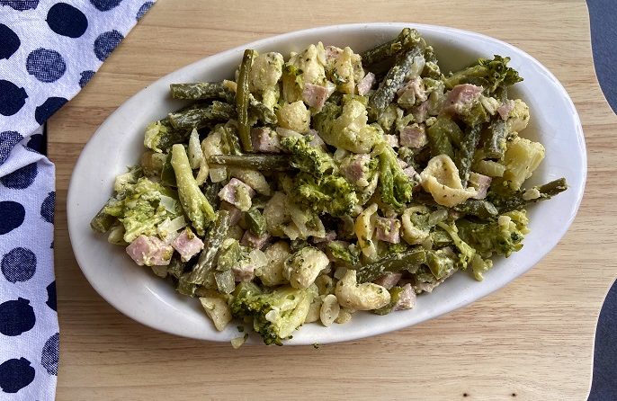 Pasta met broccoli, haricots verts en courgette