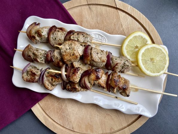 Souvlaki van varkenshaas