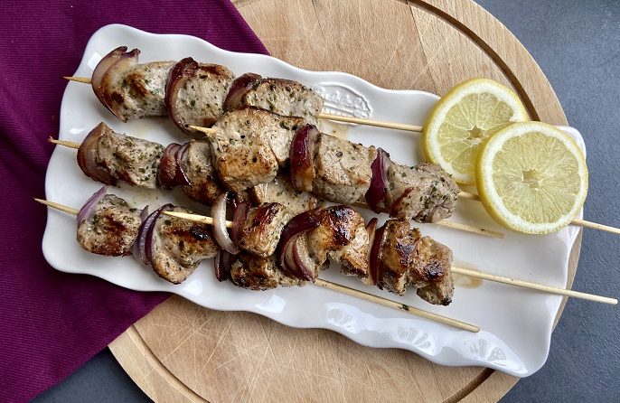 Souvlaki van varkenshaas