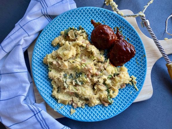 Oosterse stamppot met paksoi en Chinese kool