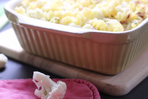 pasta ovenschotel met bloemkool, ham en kaas