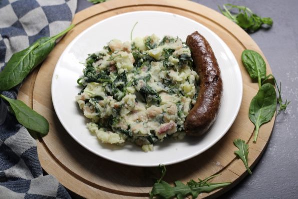 witte bonenstamppot met spinazie en rucola