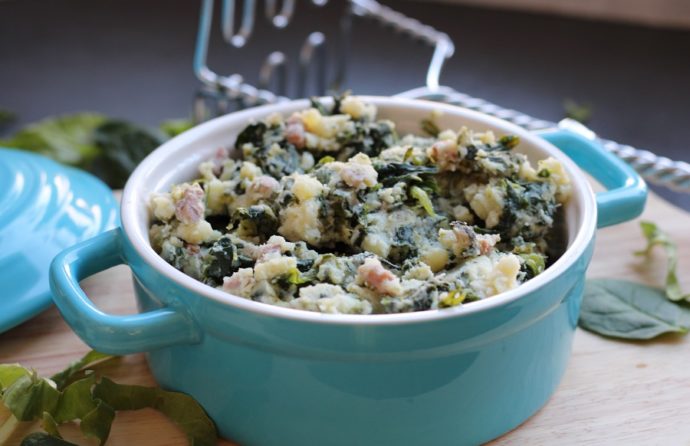 andijvie-spinaziestamppot met Paturain en spekjes