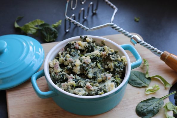 andijvie-spinaziestamppot met Paturain en spekjes