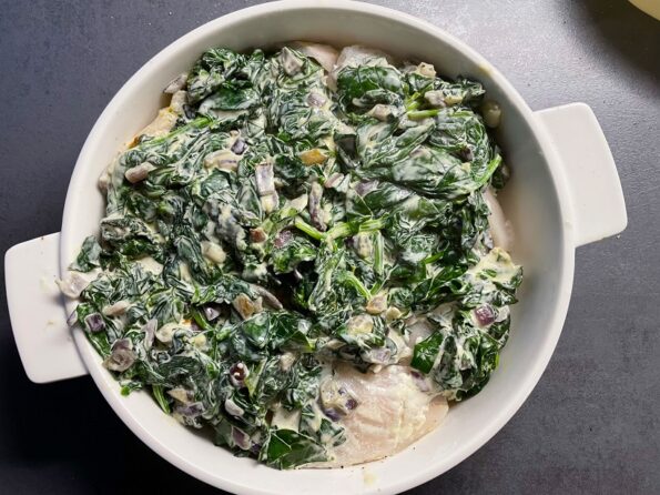 Heekfilet met spinazie en Toscaanse aardappelpartjes