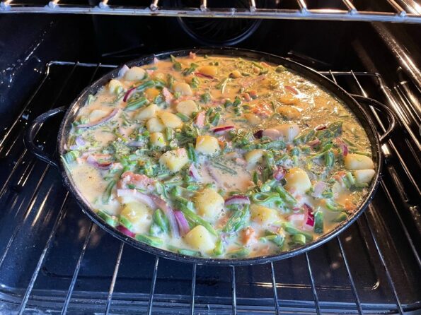 Frittata met snijbonen en gerookte zalm